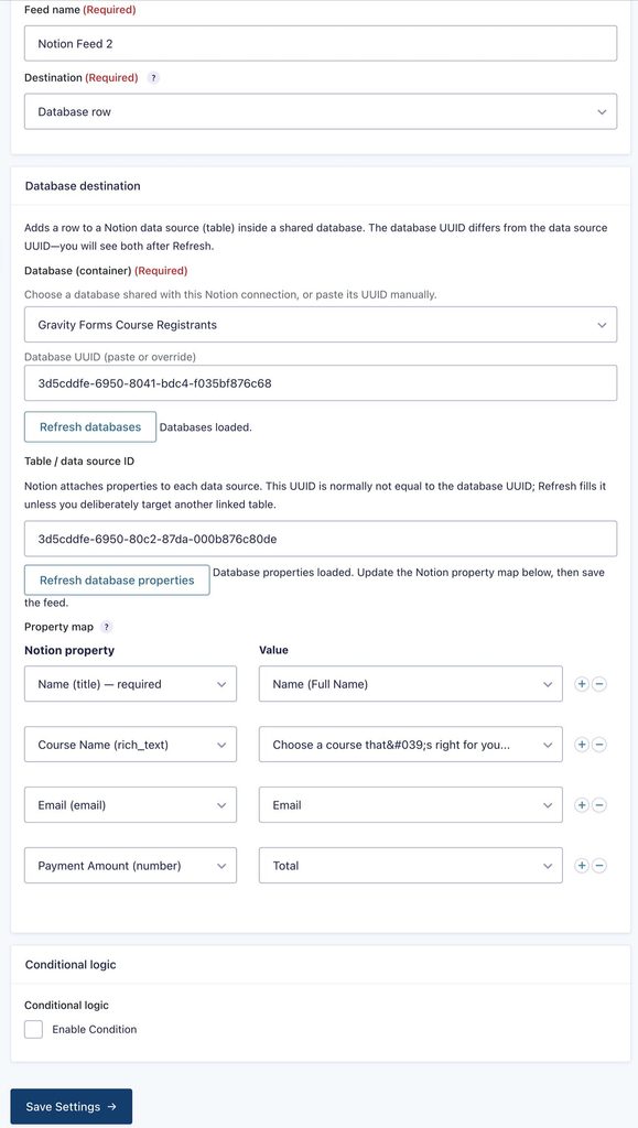 Add Notion forms as database rows