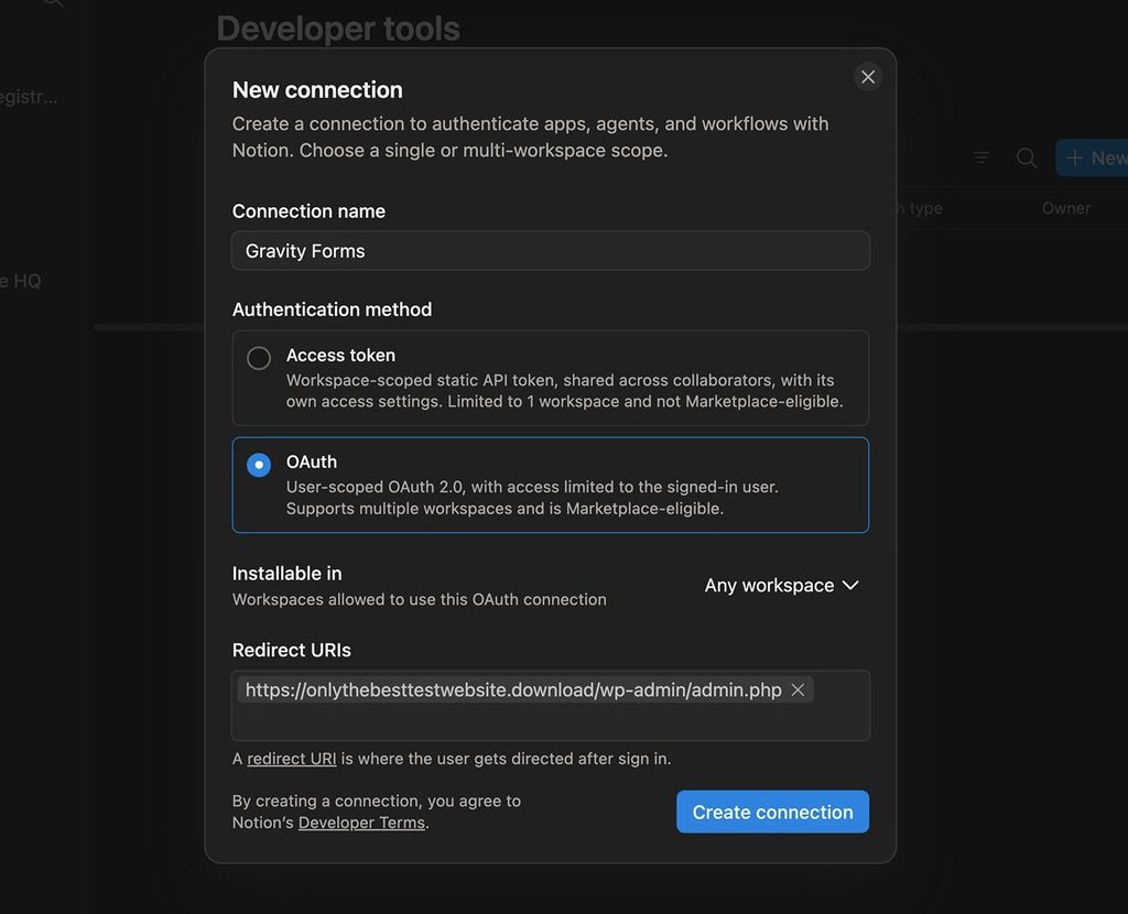 Configure connection