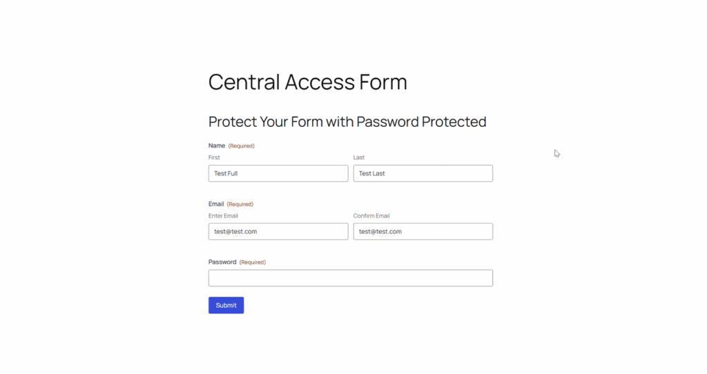 Accessing a protected WordPress page through a central Gravity Form