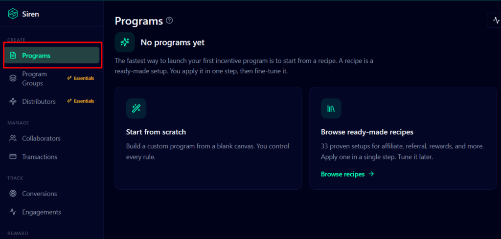 create a program in siren